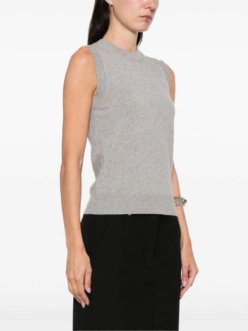 metallic-threading top